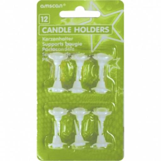 12 White Candle Holders