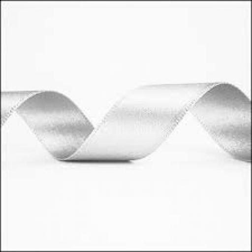 Double Sided Satin Ribbon 15mm Silver Per Metre