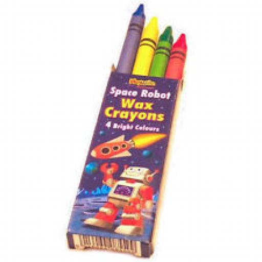 Space Robot Wax Crayons 4 Bright Colours