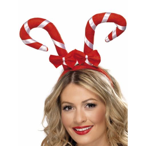 Candy Cane Headband with Bows Red and White