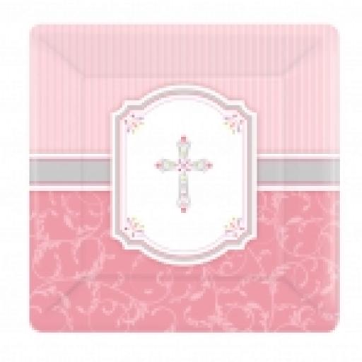 Blessings Pink Square Plate 26cm x 8pcs