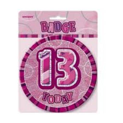 Badge 13 Today Pink Prismatic