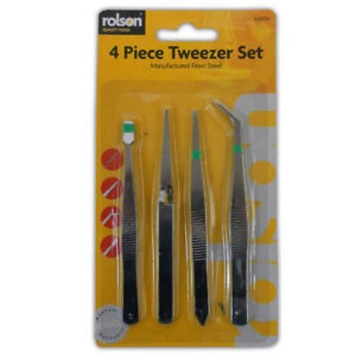 Rolson 4 Piece Tweezer Set