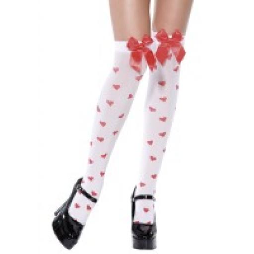 STOCKINGS WITH RED BOW AND HEARTS