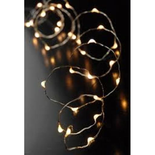 25 LED Wire Lights With Timer Warm White