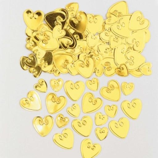 Loving Hearts Gold Embossed Metallic Confetti 14g