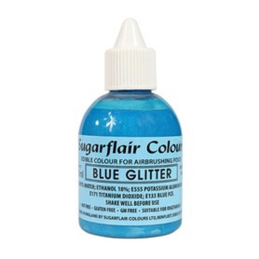 Sugarflair Colours Blue Glitter - Edible Glitter Airbrush Liquid 60ml