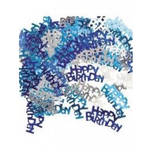 Happy Birthday Confetti-Blue And Silver