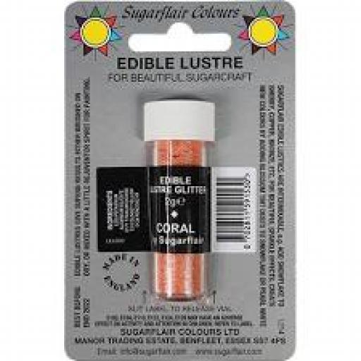 Sugarflair Edible Lustre Glitter - Coral - 2g
