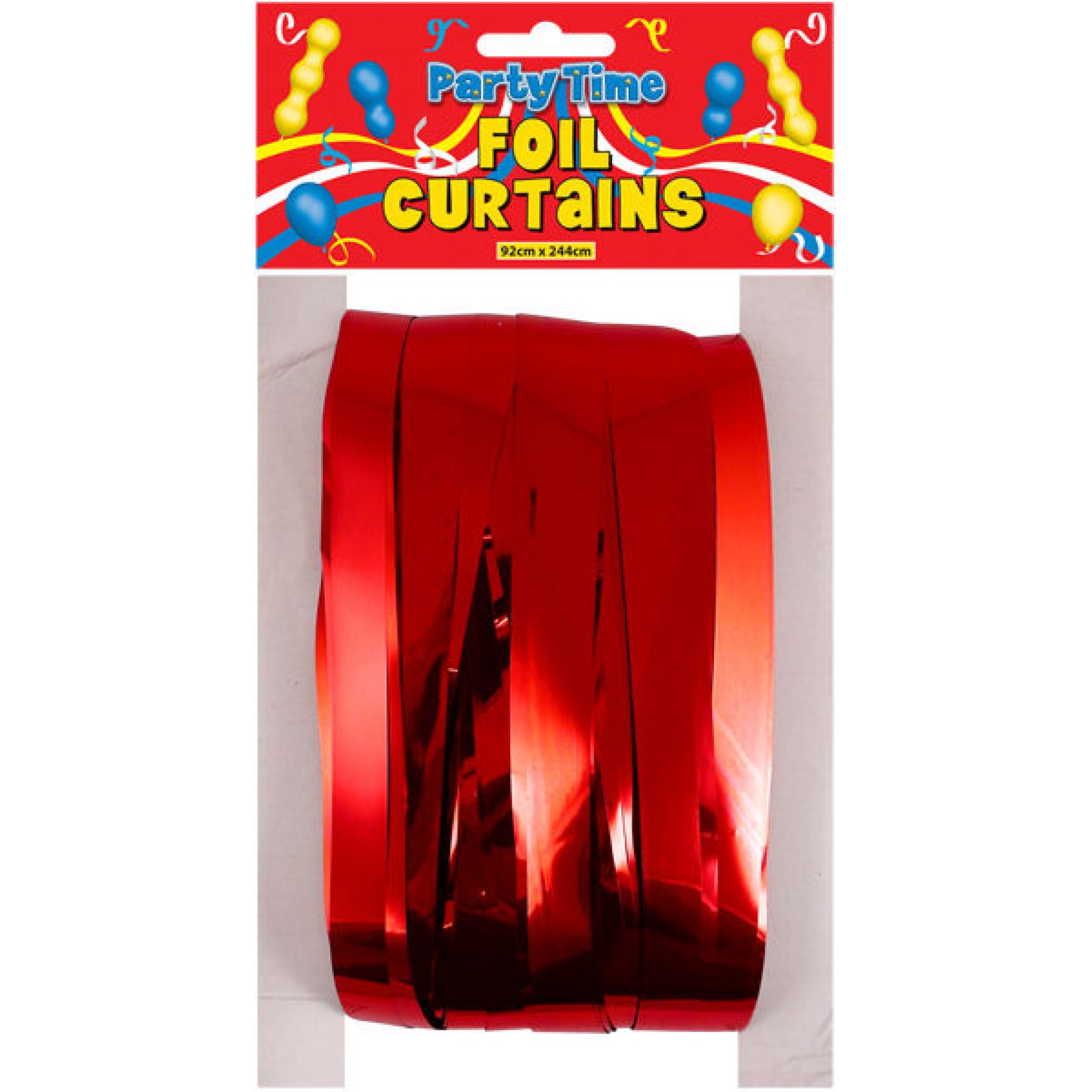 Red Foil Shimmer Door Curtain 92cm x 244cm Party Party