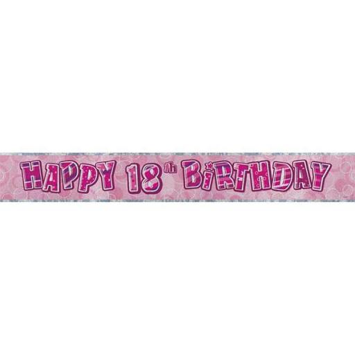 Banner Happy 18th Birthday Pink Glitz 2.74m