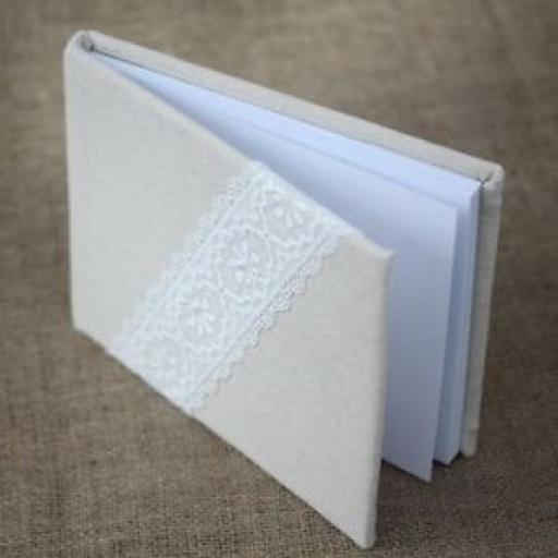 Linen Guest Book with Lace