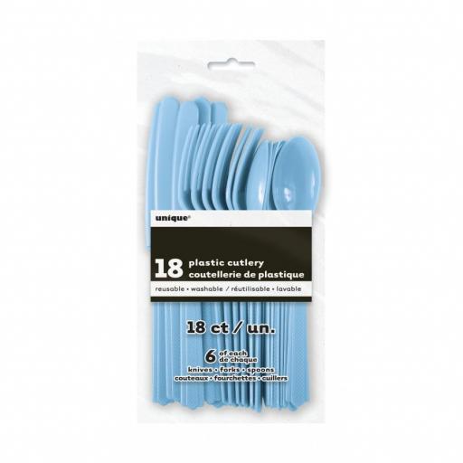 18 Powder Blue Plastic Cutlery
