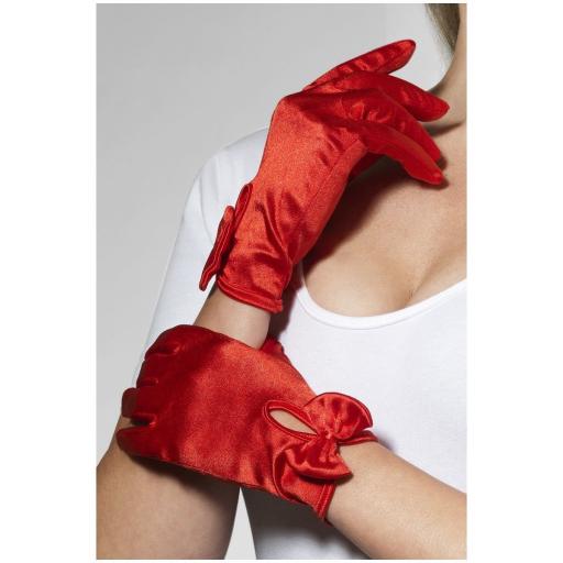 Fever Red Satin Bow Gloves