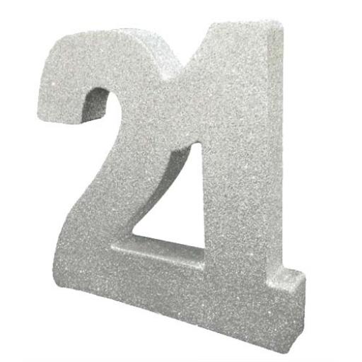 Silver Glitter Number 21 Table Decoration