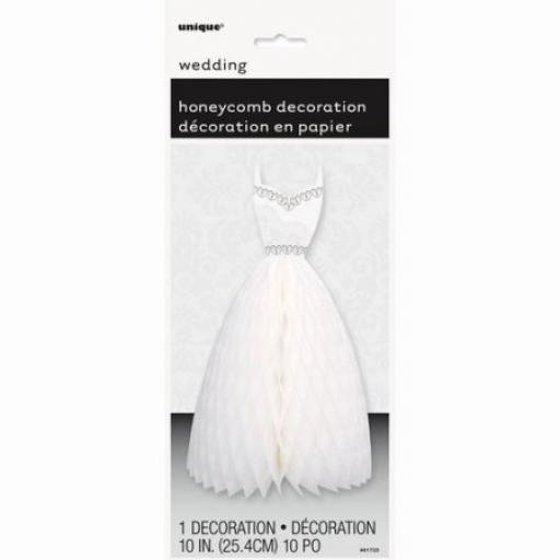 White Wedding Dress Honeycomb Decoration 10 inch