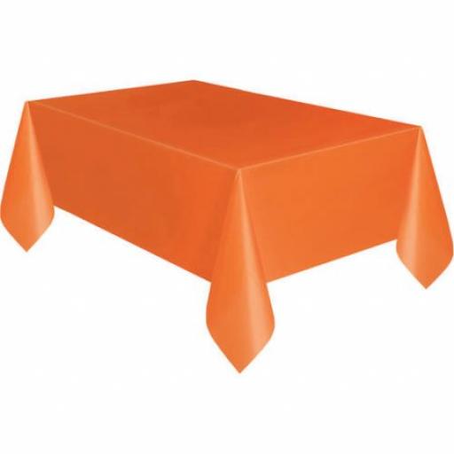Pumpkin Orange Oblong Plastic Tablecover 54x108 inch