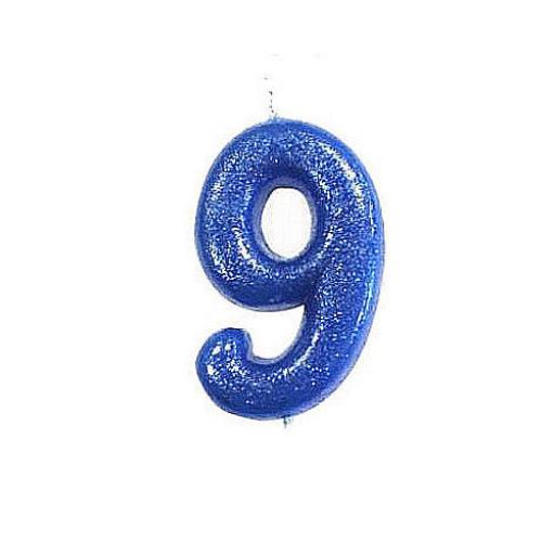 No. 9 Blue Moulded Glitter Pick Candle