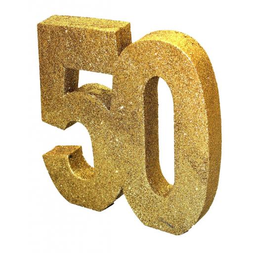 Gold Glitter Number 50 Table Decoration
