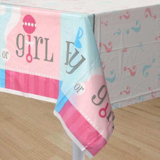 Gender Reveal Baby Shower Plastic Table Cover 54 x 84 inch