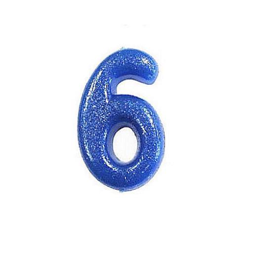 No. 6 Blue Moulded Glitter Pick Candle