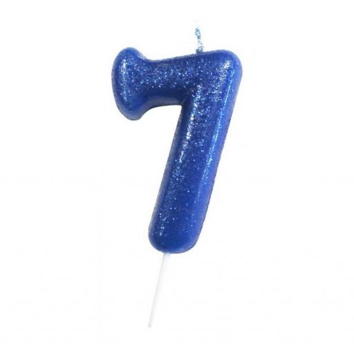 No. 7 Blue Moulded Glitter Pick Candle