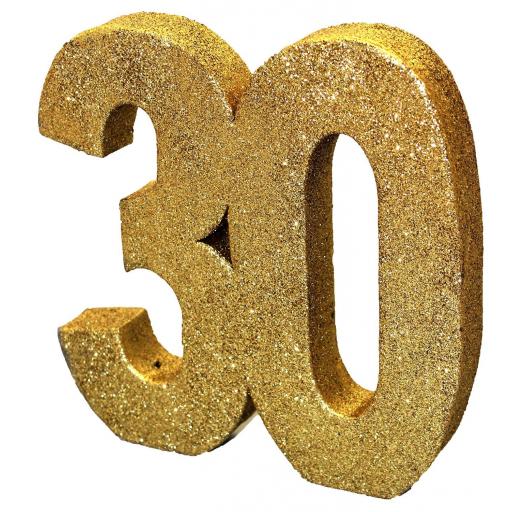 Gold Glitter Number 30 Table Decoration