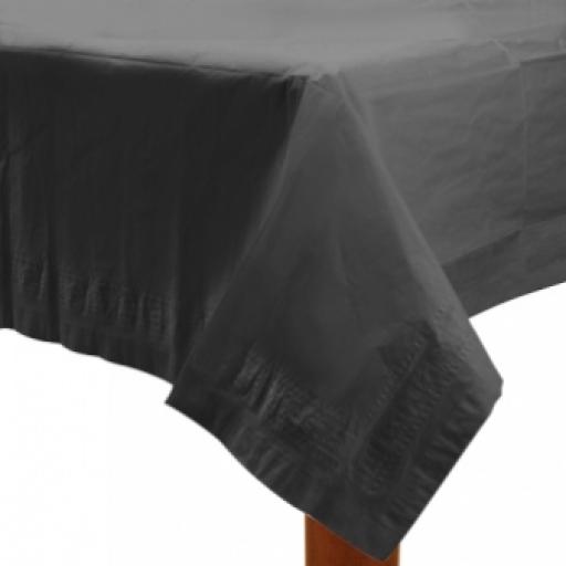 Black Plastic Lined Paper Tablecover 54x108 inch