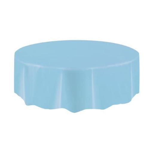 Round Plastic Tablecover 84 inch Baby Blue