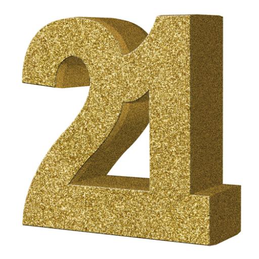 Gold Glitter Number 21 Table Decoration