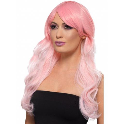 Fashion Ombre Wig, Wavy, Long, Pink, Heat Resistant/ Styleable