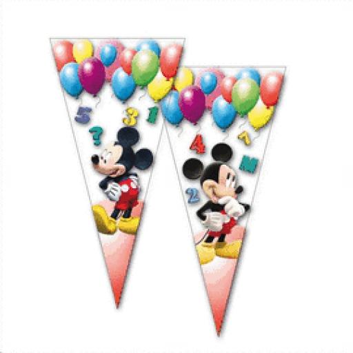 Mickey Mouse 6 Plastic Sweet Cone Bags
