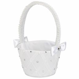 Satin round bridesmaid basket white