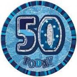 50 Today Birthday Blue Giant Glitz Badge