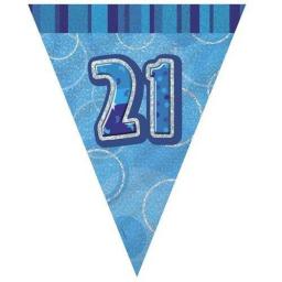 Flag Banner Blue Glitz 21st Birthday / Anniversary