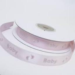 Printed Satin Ribbon Pink Baby 1m 12mm