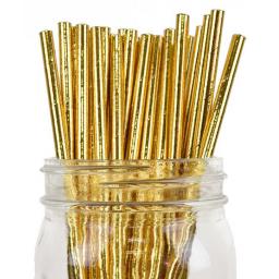 Gold Metallic Paper Straws 16pcs