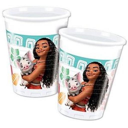 Moana Plastic Party Cups 200ml (pack quantity 8)