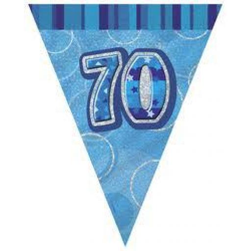 Flag Banner Blue Glitz 70th