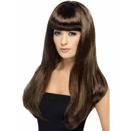 Babelicious Wig Brown Long Straight with Fringe
