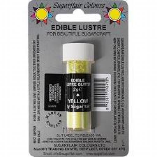 Sugarflair Edible Lustre Glitter - Yellow- 2g