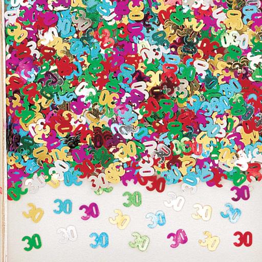 Number 30 Multi Colour Metallic Confetti 14g