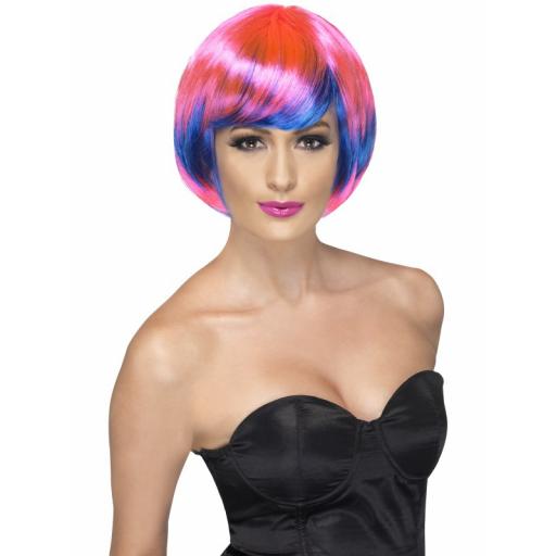 Funky Babe Wig Pink and Blue Layered