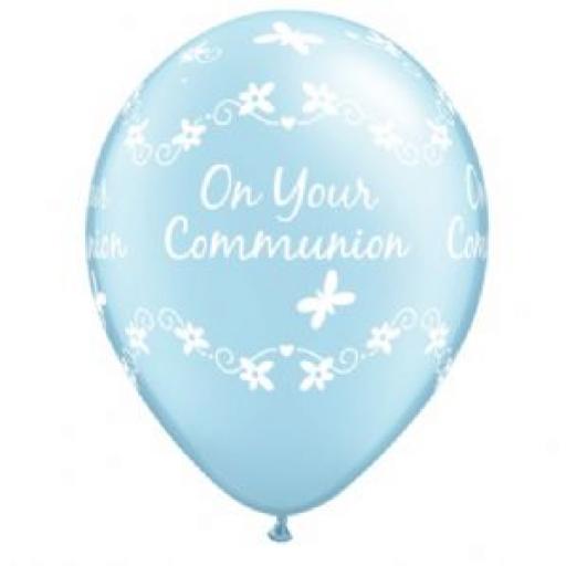 Blue Christening 11 inch Latex Butterflies Printed Balloons 6pcs Helium Quality