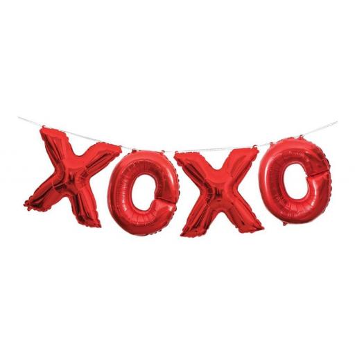 Red "XOXO" Phrase Balloon Banner Kit