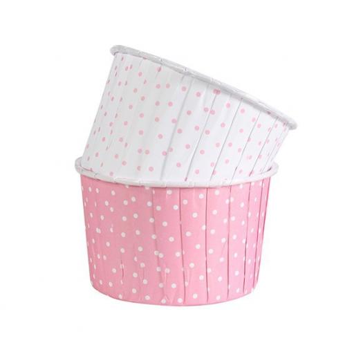 Polka Dot Pink Coloured Baking Cups 24pcs