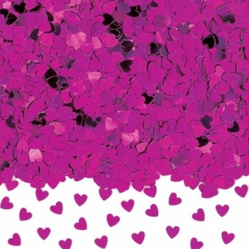 Hot Pink Sparkle Hearts Metallic Confetti - 14g