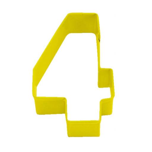 Cookie Cutter Number 4 (7.5cm) Yellow Polyresin Metal