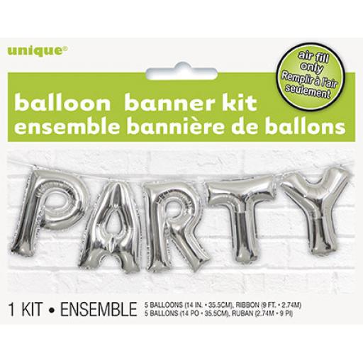 14" Silver Party Balloon Banner Kit