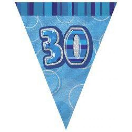 Flag Banner Blue Glitz 30th Birthday / Anniversary